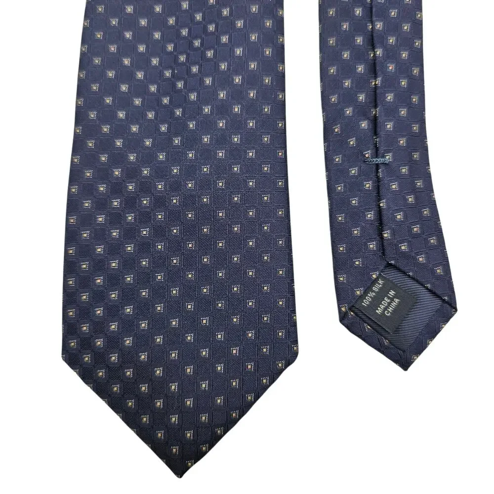 Jos. A. Bank Traveler Blue Geometric Silk Classic Tie 58.5